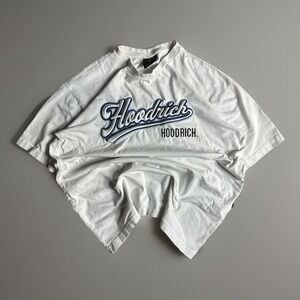 Hoodrich Brand Embroidered Logo T-Shirt Hood Series White Medium Y2K Streetwear